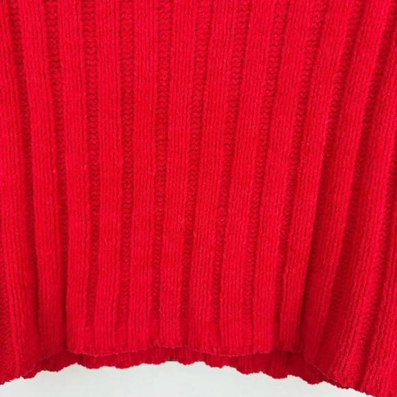 American Eagle Red Ribbed Knit Mock Neck Sweater (XS) - Picture 6 of 14